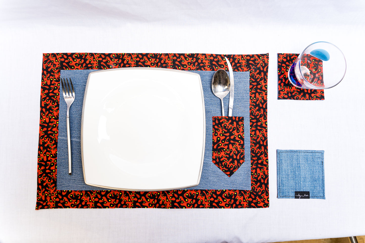 Dark-Red Nuru Denim Dining Table DDTS03