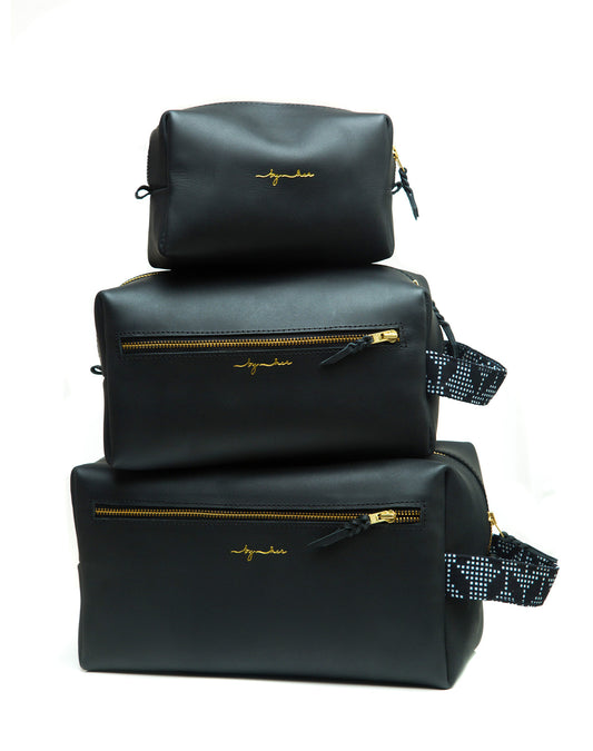 Black Leather Washbag LW0100
