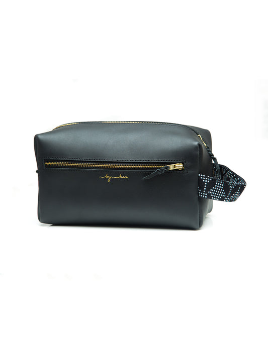 Black Leather Washbag LW0100