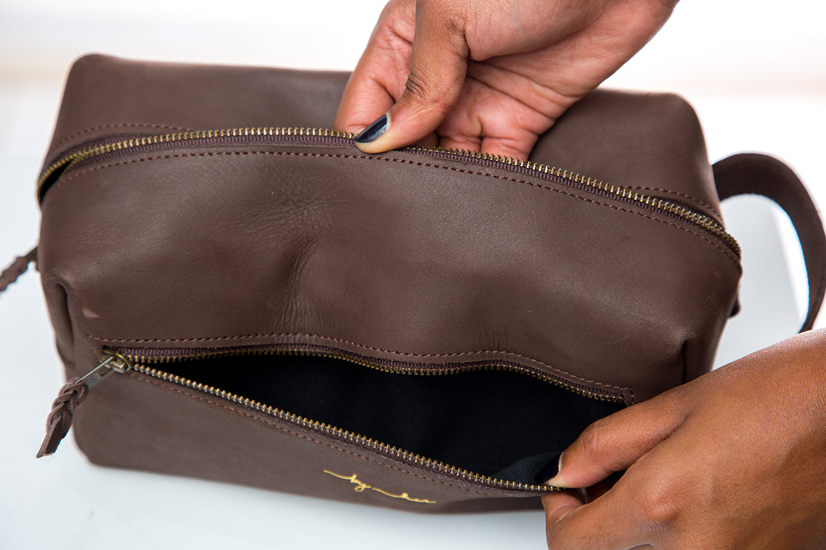 Brown Leather Washbag LW0101