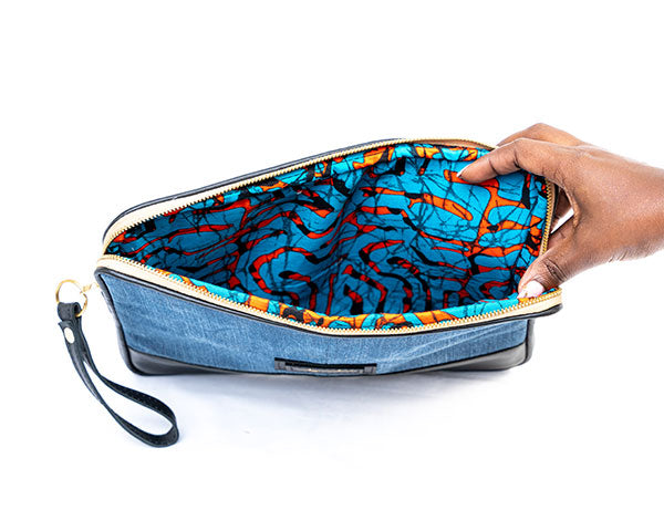 Black Upcycled Jean Ipad Bag UJI-0103