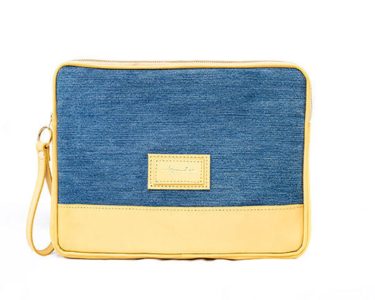 Yellow Upcycled Jean Ipad Bag UJI-0102