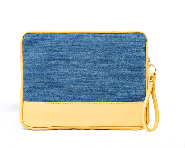 Yellow Upcycled Jean Ipad Bag UJI-0102
