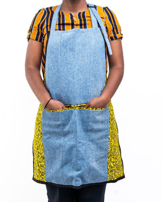 Yellow Upcycled Jean Apron AP001