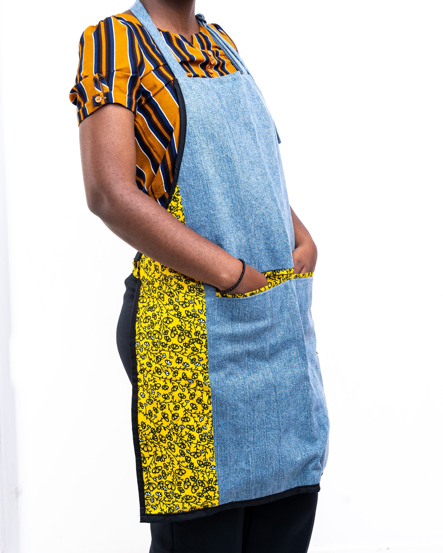 Yellow Upcycled Jean Apron AP001