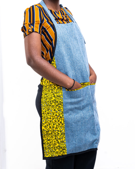 Yellow Upcycled Jean Apron AP001