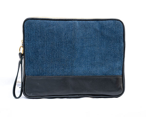 Black Upcycled Jean Ipad Bag UJI-0103