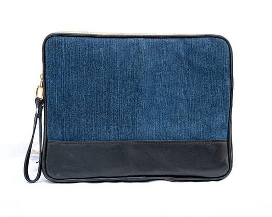 Black Upcycled Jean Ipad Bag UJI-0103
