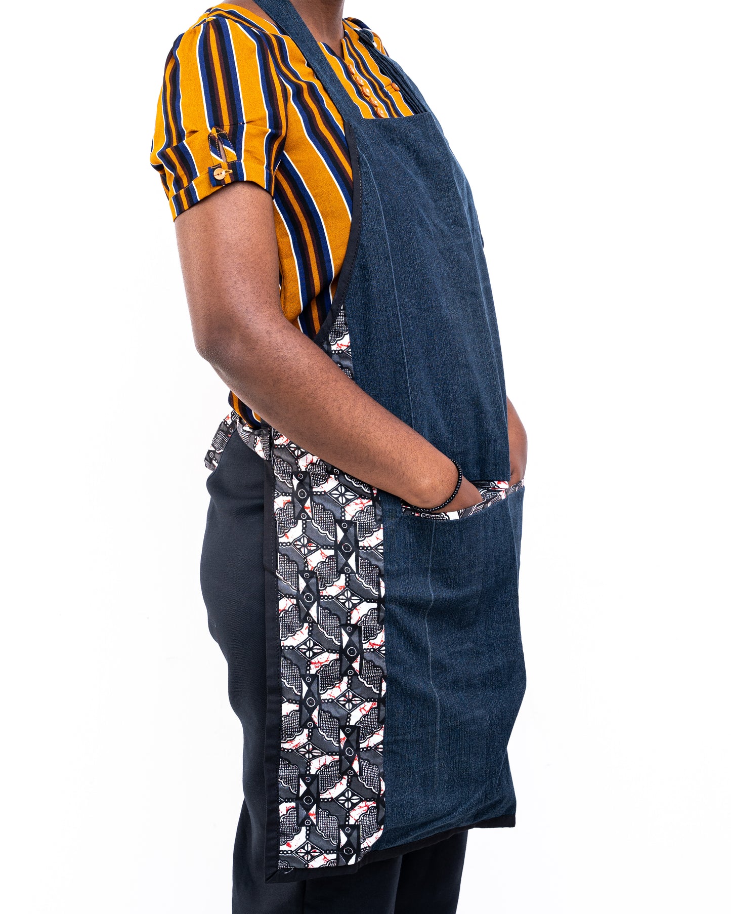 Gray Upcycled Jean Apron AP002