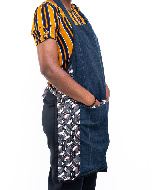 Gray Upcycled Jean Apron AP002