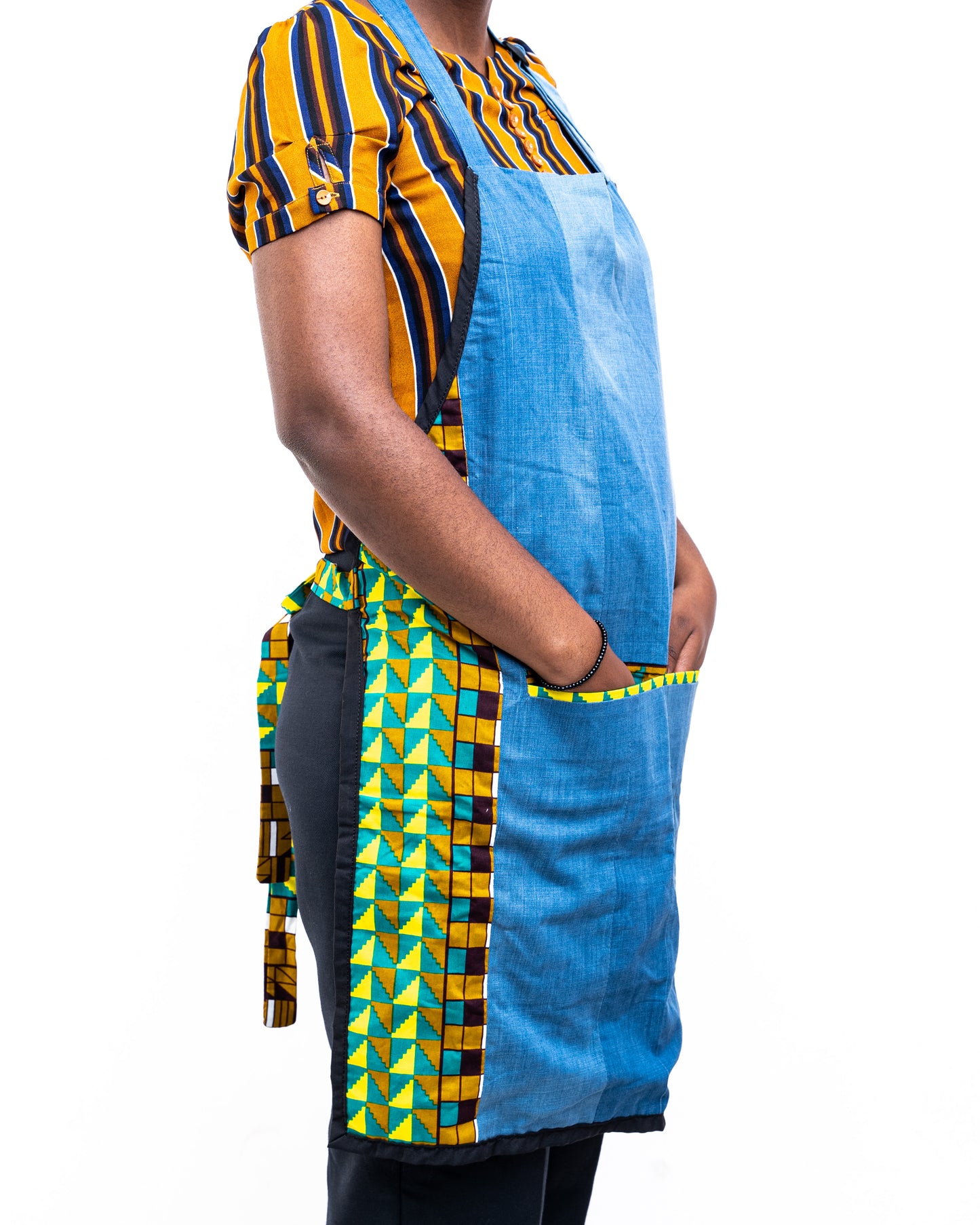 Green Upcycled Jean Apron AP003