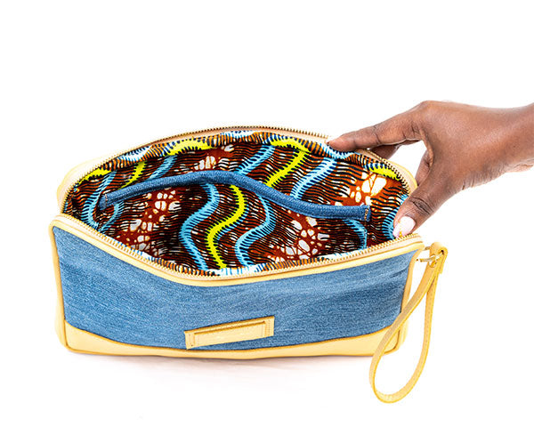 Yellow Upcycled Jean Ipad Bag UJI-0102