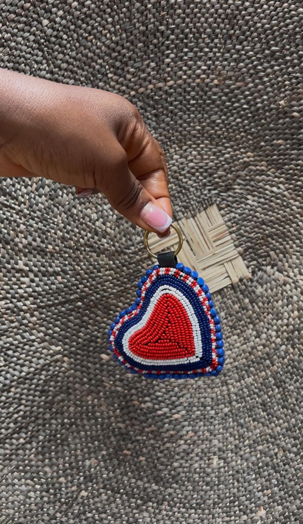 Heart Beaded Keyring HK04