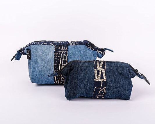 African-black Upcycled Jean Toiletry Bags UJT-0104