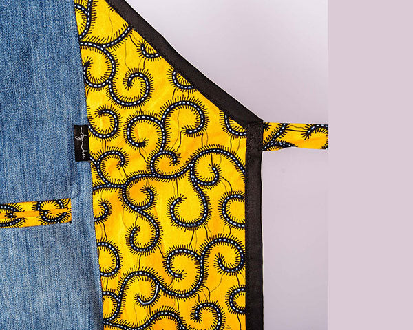 Yellow Upcycled Jean Apron AP001