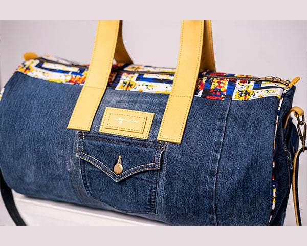 Yellow Upcycled Jean Duffle Bag UJD-0102