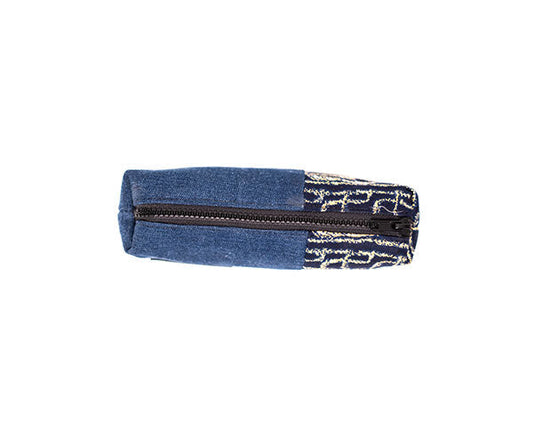 African-blue Upcycled Jean Pencil Pouch UJPP-0101