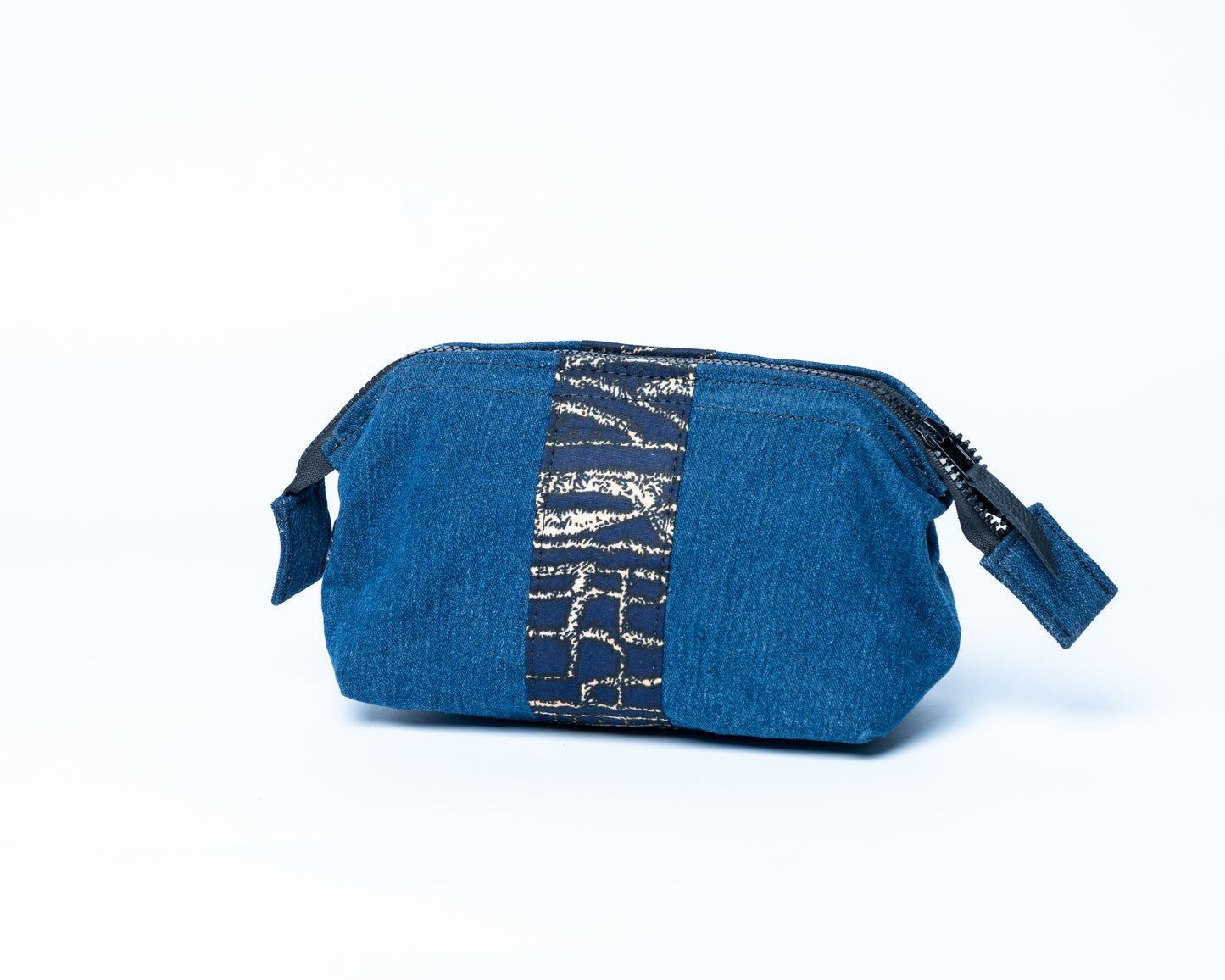 African-blue/grey Upcycled Jean Toiletry Bags UJT-0108