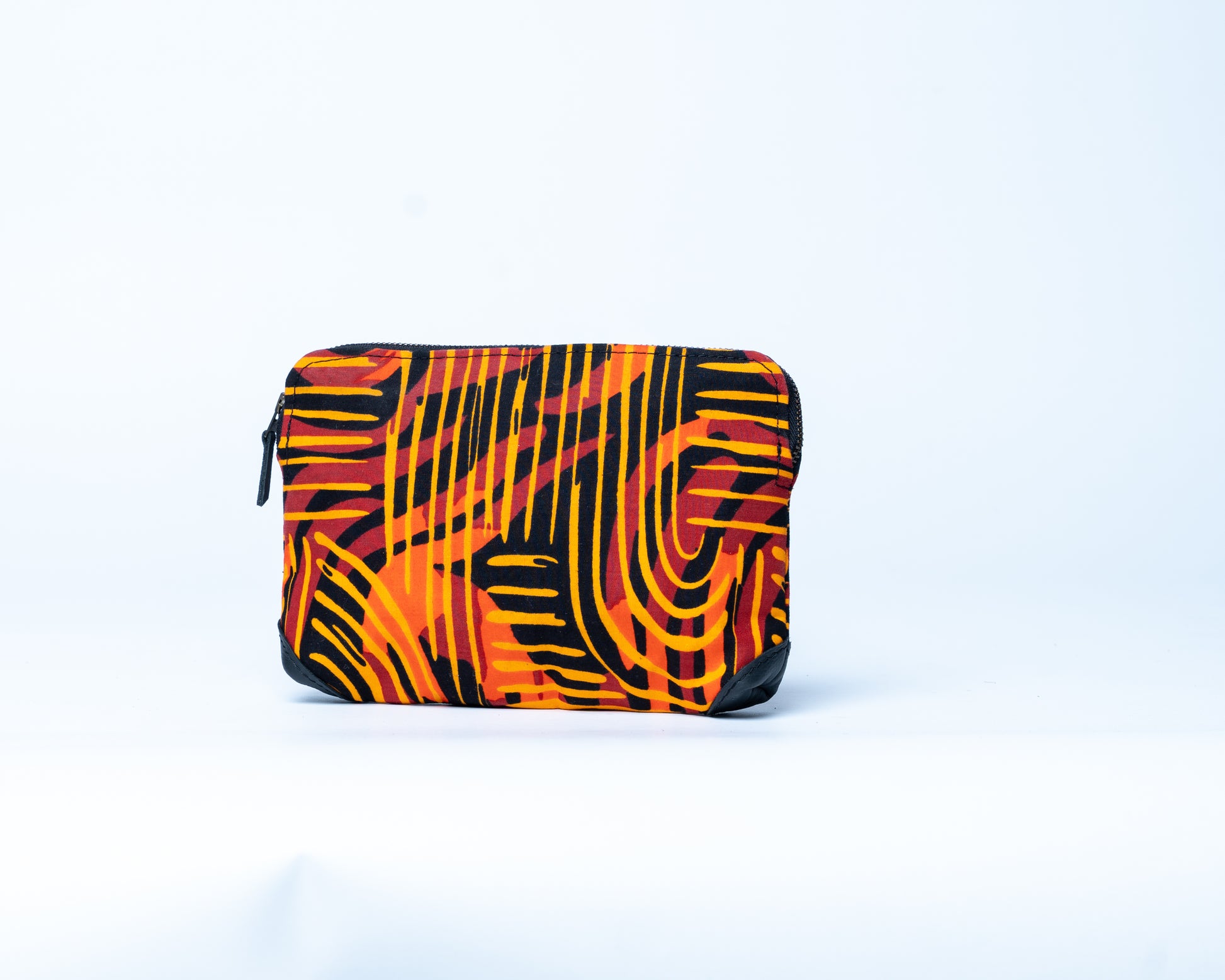 Zigzag patterned pouch on a white background