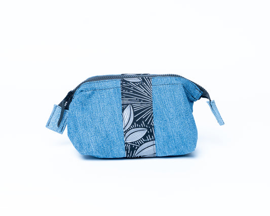 African-black/grey Upcycled Jean Toiletry Bags UJT-0107