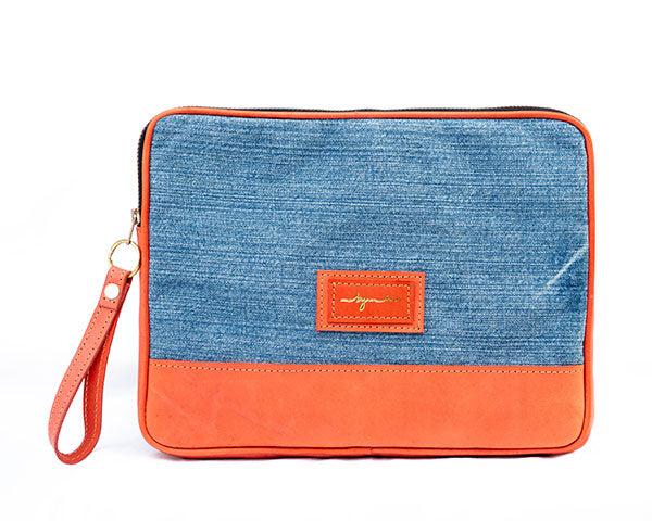 Brown Upcycled Jean Ipad bag