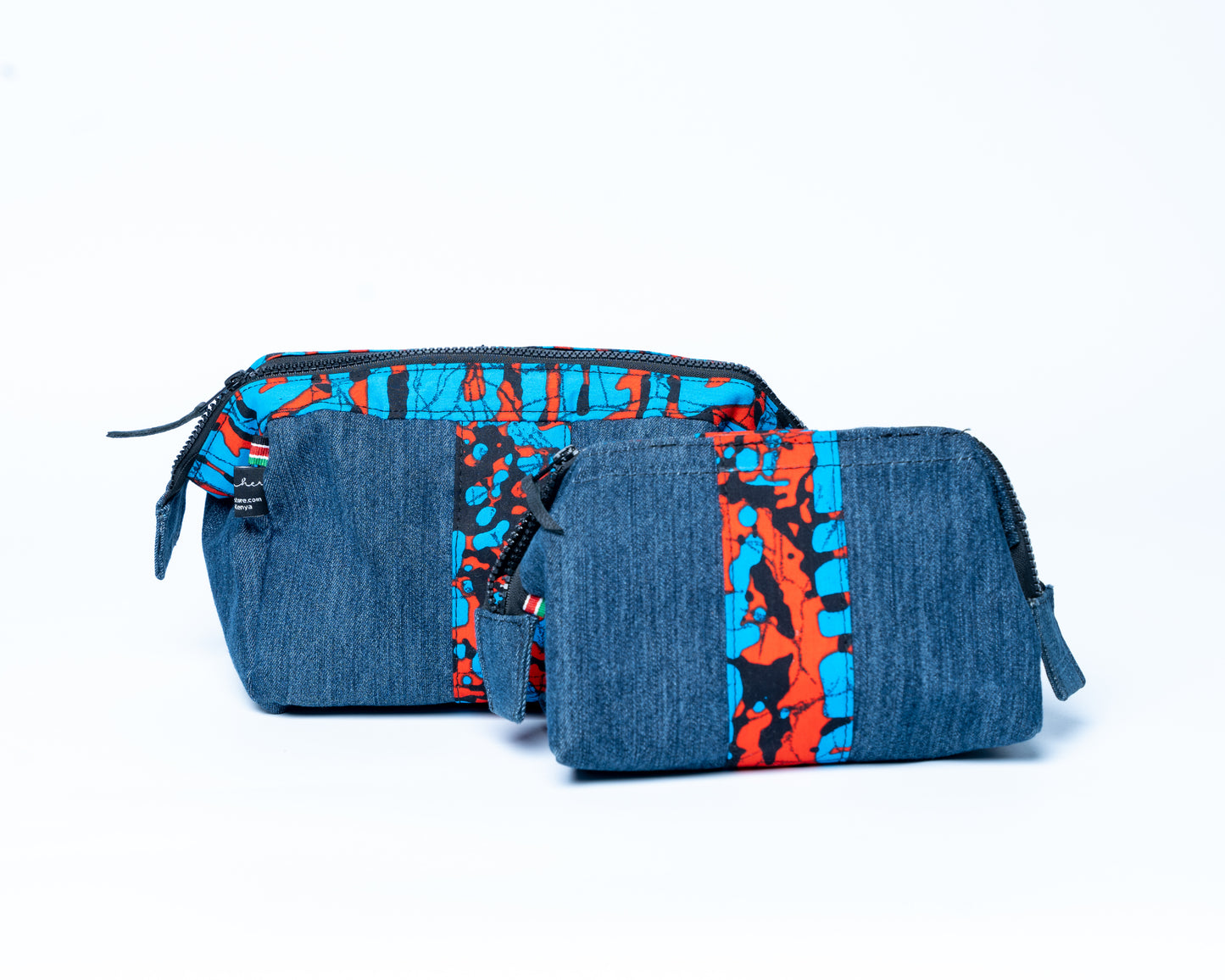 African-black Upcycled Jean Toiletry Bags UJT-0109