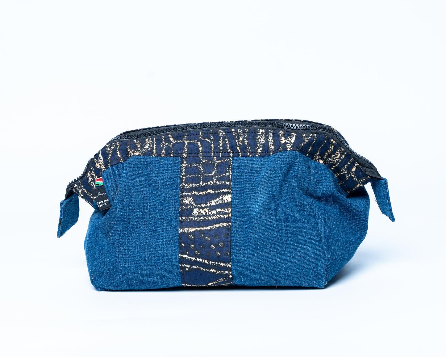 African-blue/grey Upcycled Jean Toiletry Bags UJT-0108