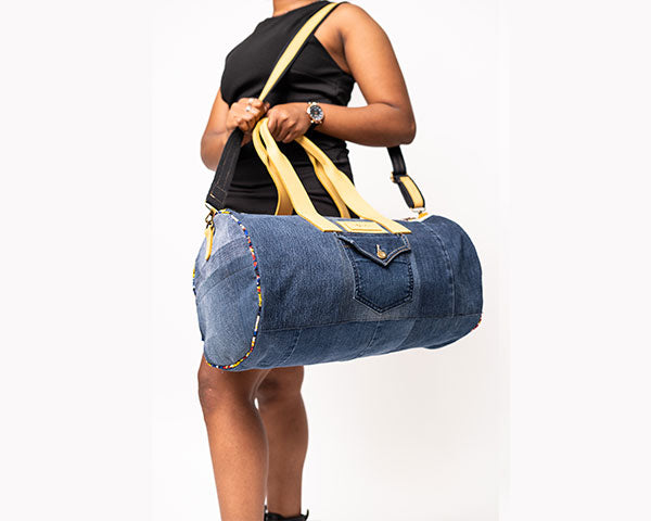 Bari Lynn Distressed Denim Duffle hotsell Bag