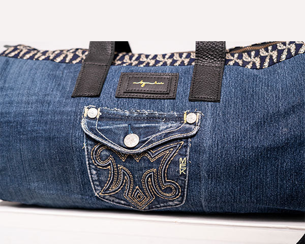 Black Upcycled Jean Duffle bag