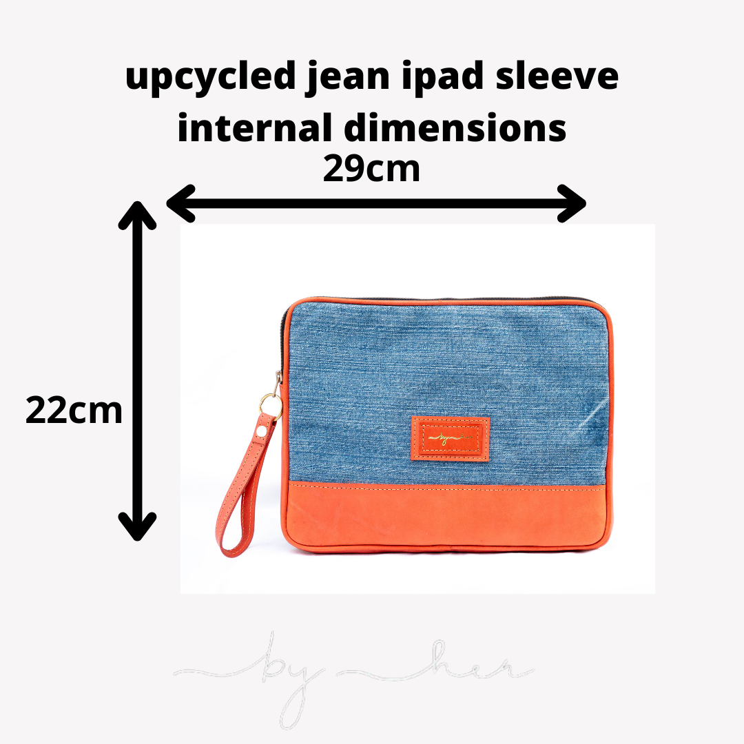 Brown Upcycled Jean Ipad bag